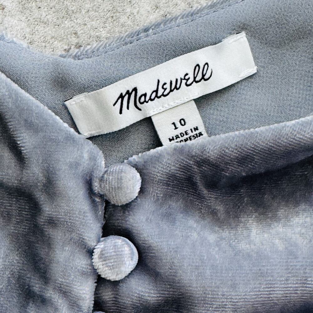 Madewell Velvet Button Down Cami Tank Top Sz 10 Grey Blue Classic Preppy - Picture 4 of 9